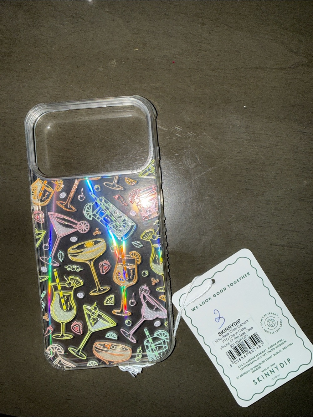 Holographic Cocktail Clear Phone Case - Pink Accents
